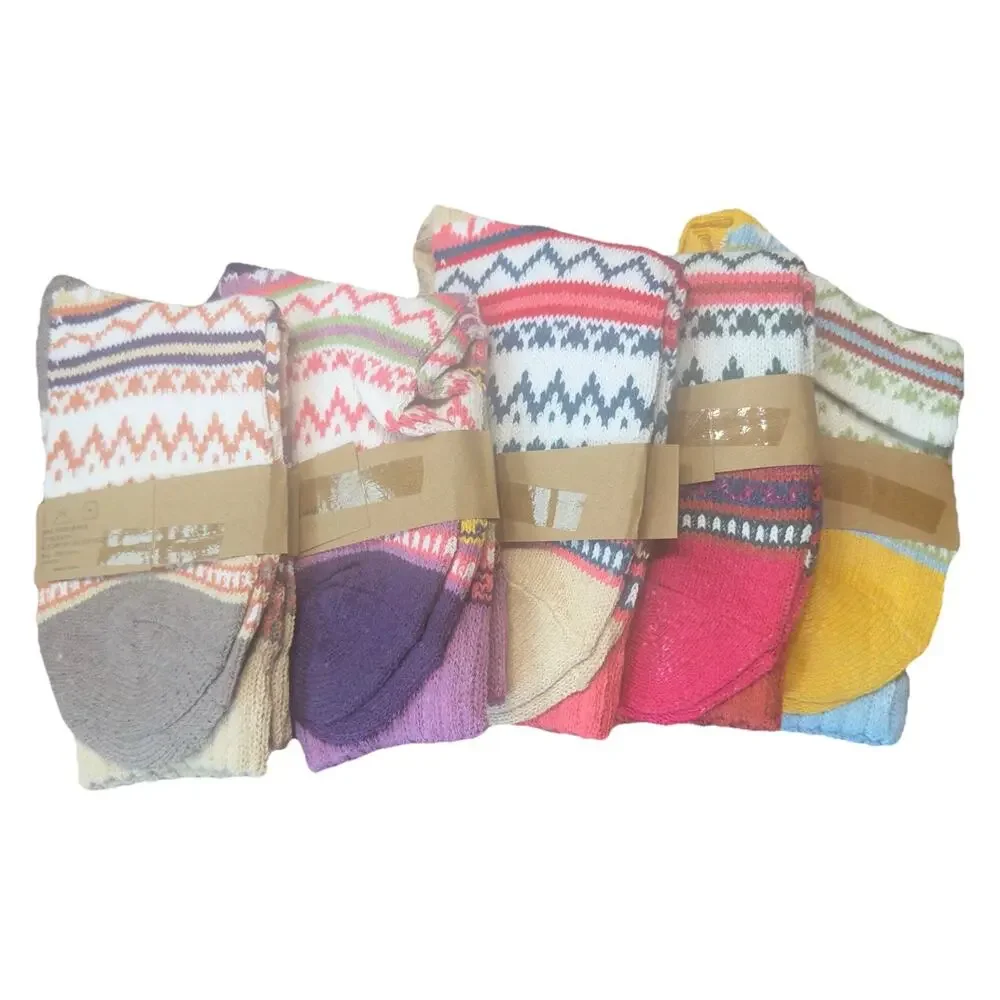 Wool Blend Crew Socks Women 5 Pack Warm Boot Hiking Cozy